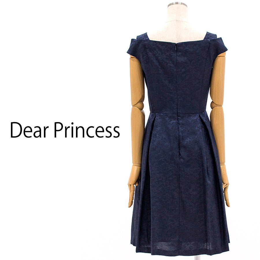 オーバースカート付き　ジャガードドレス(Mサイズ／ネイビー／Dear Princess(ディアプリンセス))USED