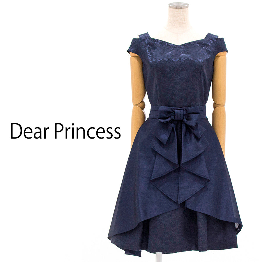 オーバースカート付き　ジャガードドレス(Mサイズ／ネイビー／Dear Princess(ディアプリンセス))USED