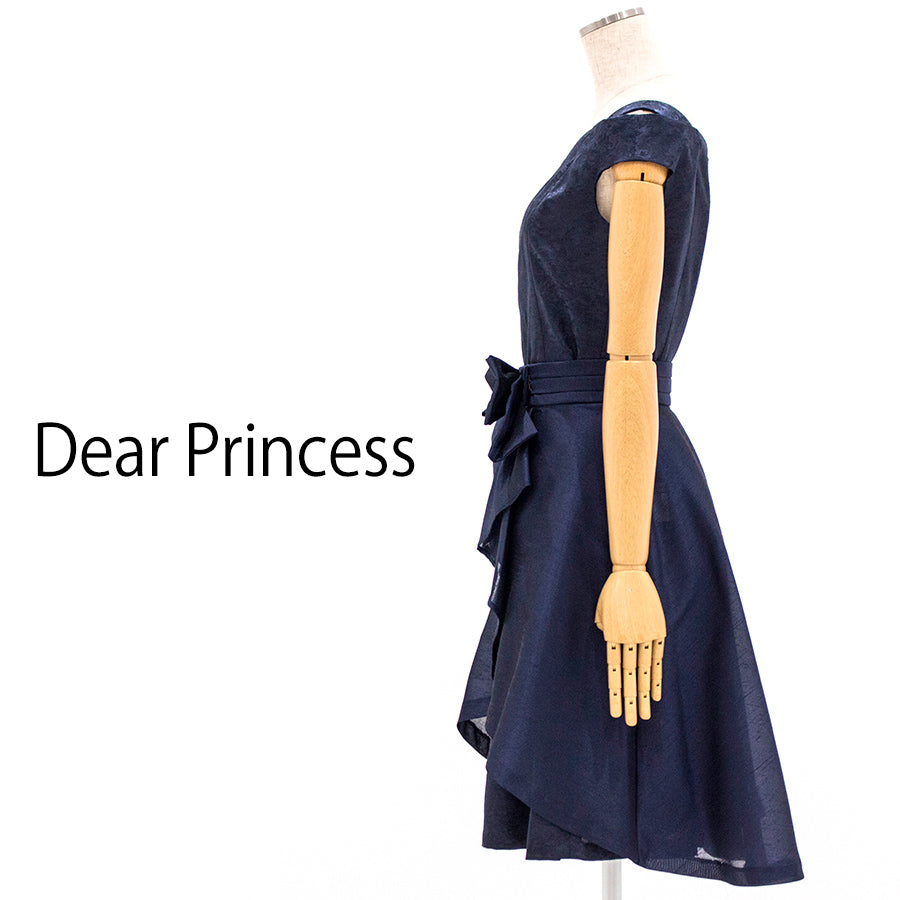オーバースカート付き　ジャガードドレス(Mサイズ／ネイビー／Dear Princess(ディアプリンセス))USED