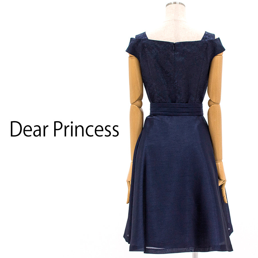 オーバースカート付き　ジャガードドレス(Mサイズ／ネイビー／Dear Princess(ディアプリンセス))USED
