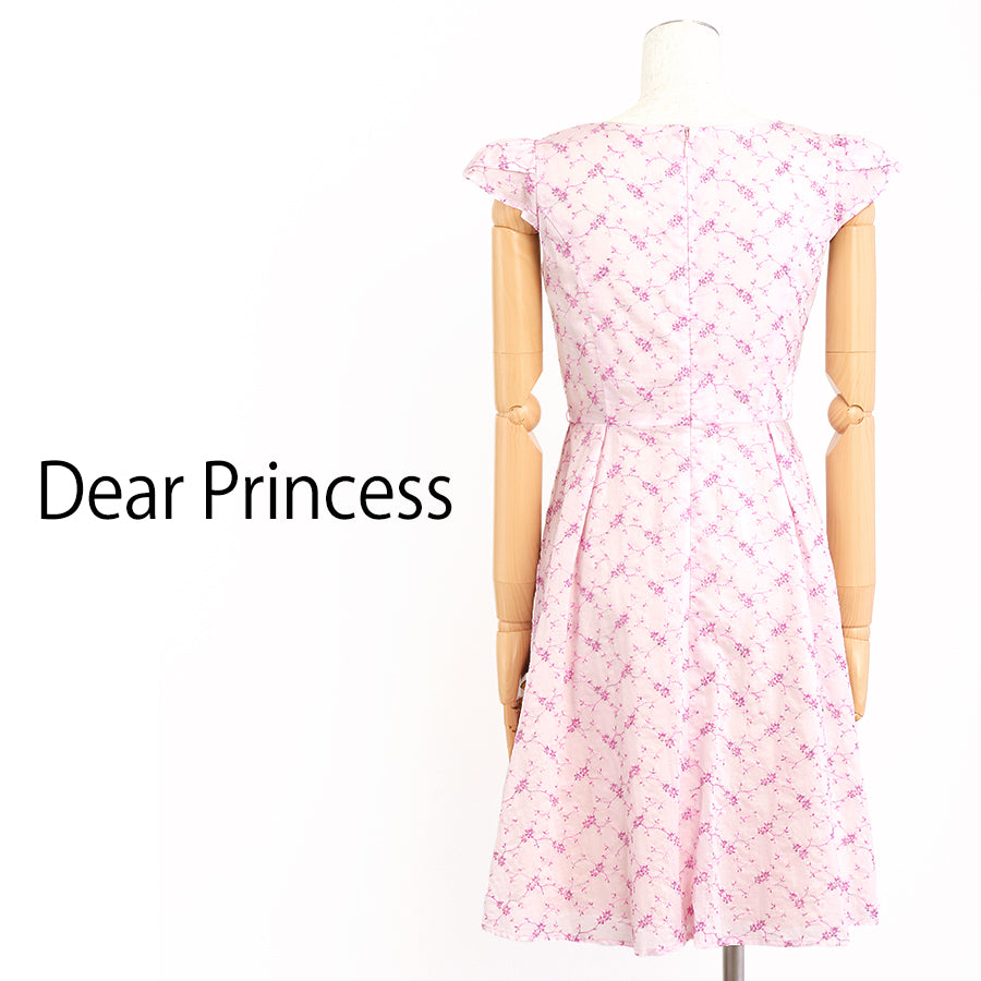 フラワー刺繍ウエストリボンワンピース(Sサイズ／ピンク／Dear Princess(ディアプリンセス))USED