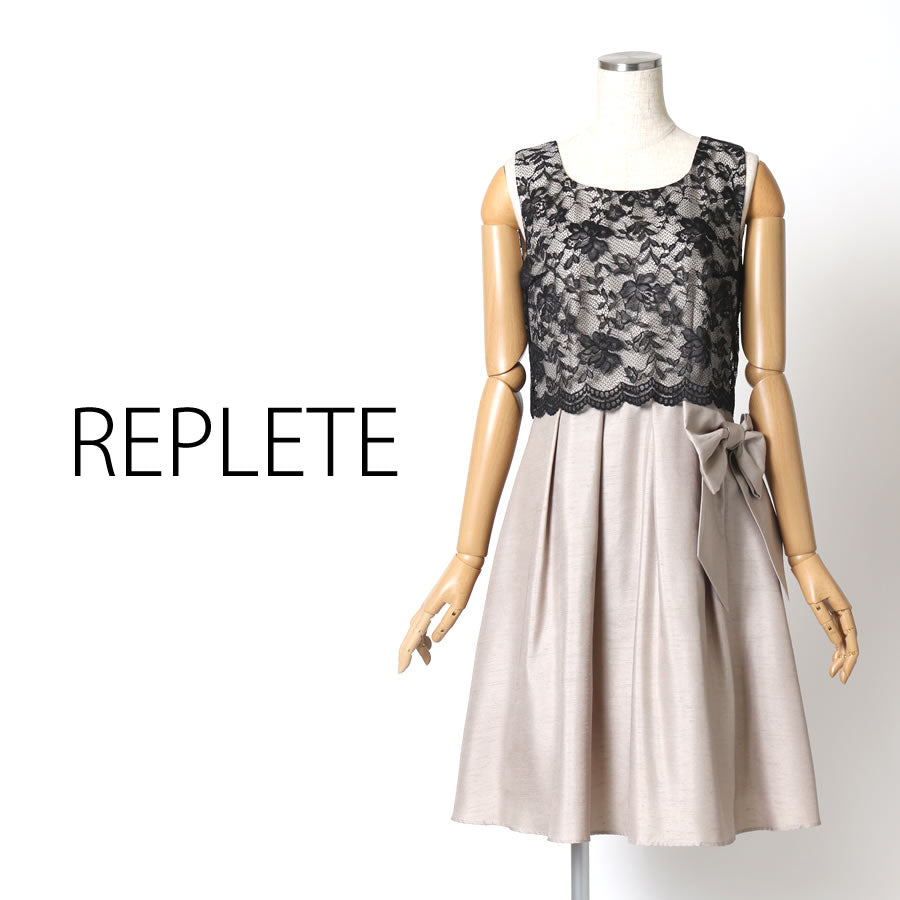 配色レース コンビドレス(Mサイズ／ベージュ／REPLETE(リプリート))USED
