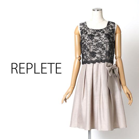 配色レース コンビドレス(Mサイズ／ベージュ／REPLETE(リプリート))USED