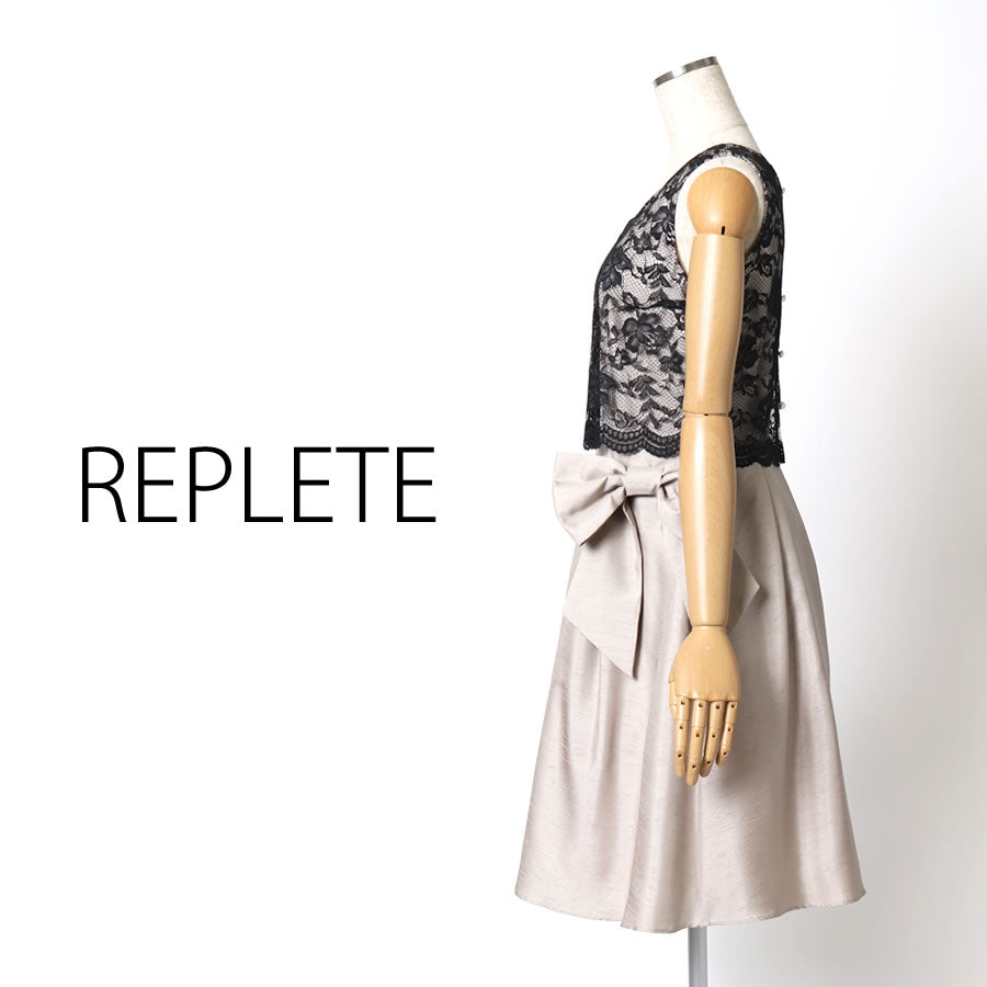 配色レース コンビドレス(Mサイズ／ベージュ／REPLETE(リプリート))USED