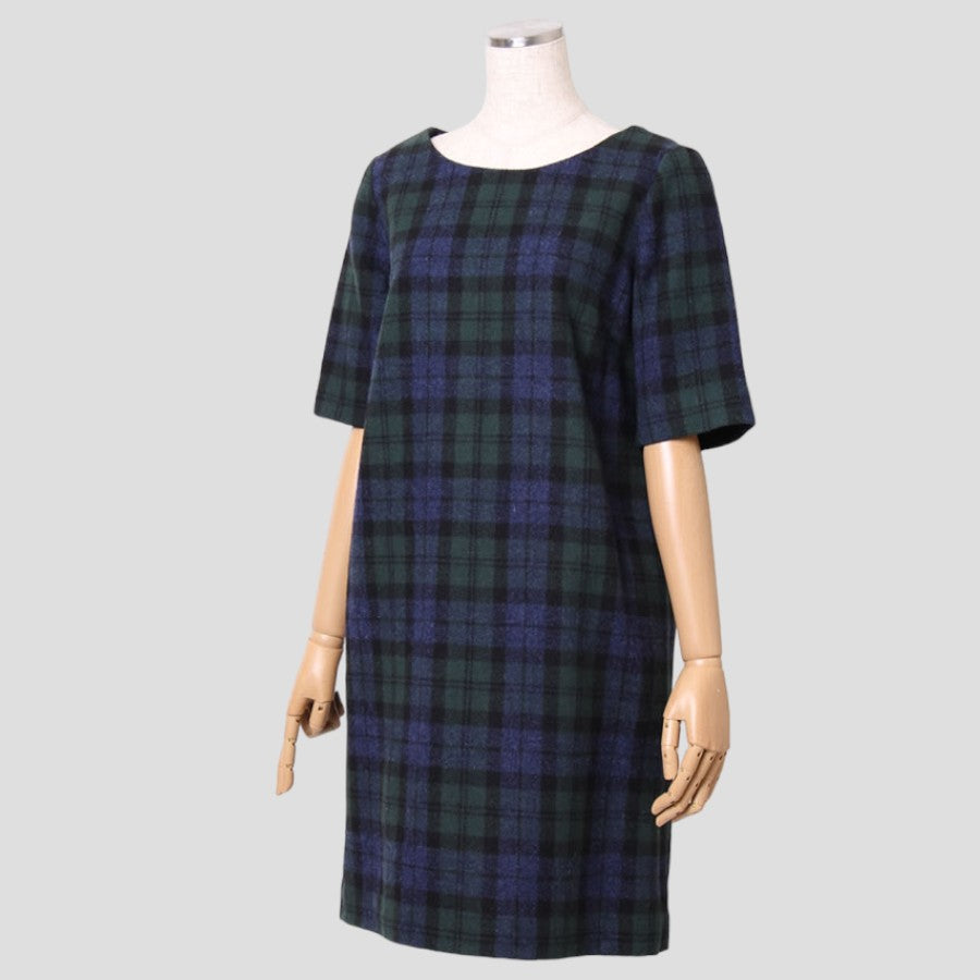 BRITISH WOOL CHECK DRESS チェックワンピース(Mサイズ／グリーン／THE DUFFER of St.GEORE(ザ ダファー オブ セントジョージ))