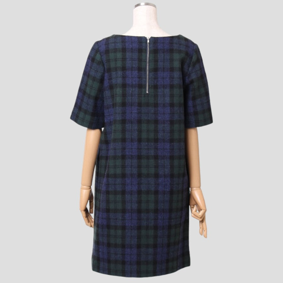 BRITISH WOOL CHECK DRESS チェックワンピース(Mサイズ／グリーン／THE DUFFER of St.GEORE(ザ ダファー オブ セントジョージ))