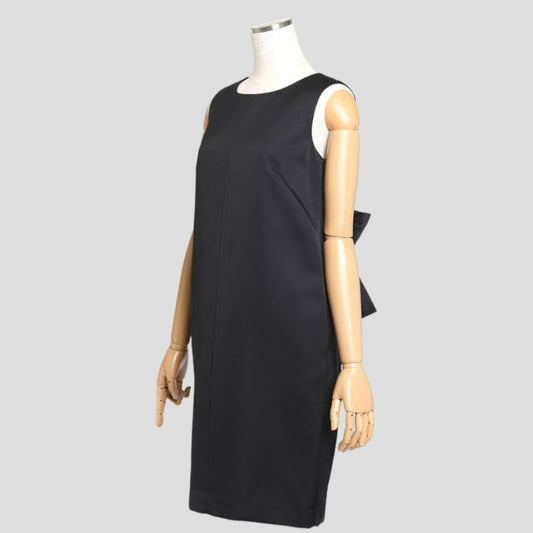 サテン バックリボンDress ワンピース(Fサイズ／ブラック／Leclair(ルクレール))USED