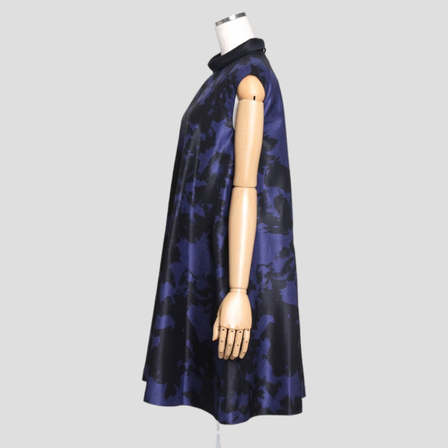 アートシャンタンドレス ワンピース(Mサイズ／ネイビー／CORTESWORKS(コルテスワークス))USED