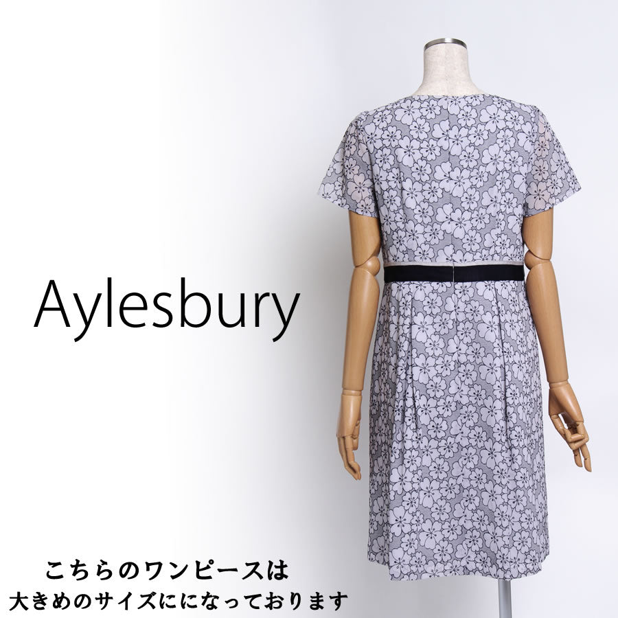 シフォンレース刺繍ワンピース(Mサイズ／グレー／Aylesbury(アリスバーリー))