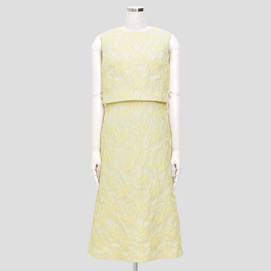 花柄ジャガードセットアップ風ワンピース(Mサイズ／イエロー／ANAYI(アナイ))USED