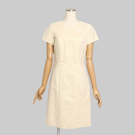 ゴールドクリーム Aラインワンピース(Lサイズ／ホワイト／BROOKS BROTHERS(ブルックス ブラザーズ))USED