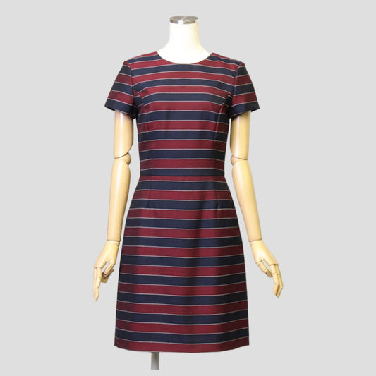 Red Fleece　ウールツイル　ホリゾンタルストライプ　ショートスリーブドレス(Mサイズ／ネイビー／BROOKS BROTHERS(ブルックス ブラザーズ))USED