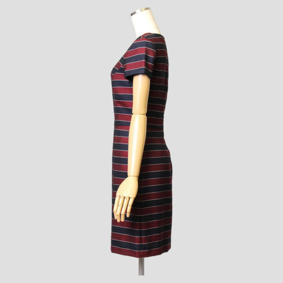 Red Fleece　ウールツイル　ホリゾンタルストライプ　ショートスリーブドレス(Sサイズ／ネイビー／BROOKS BROTHERS(ブルックス ブラザーズ))USED