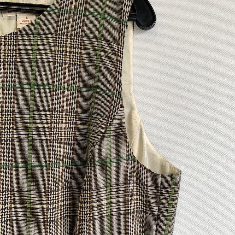 チェック柄ウールワンピース(XLサイズ／ベージュ／BROOKS BROTHERS(ブルックス ブラザーズ))USED