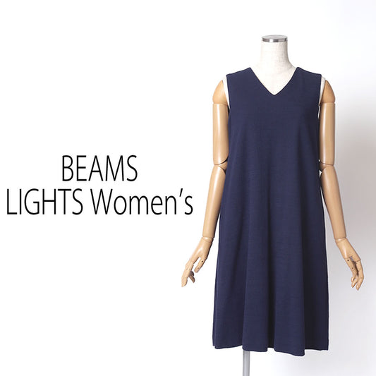 コットンツイード ノースリーブ ワンピース(Sサイズ／ネイビー／BEAMS LIGHTS Women's(ビームスライツ ウィメンズ))