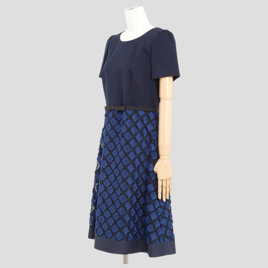 スクエアシフォンワンピース(Lサイズ／ネイビー／TO BE CHIC(トゥービーシック))USED