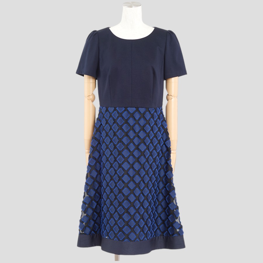 スクエアシフォンワンピース(Lサイズ／ネイビー／TO BE CHIC(トゥービーシック))USED