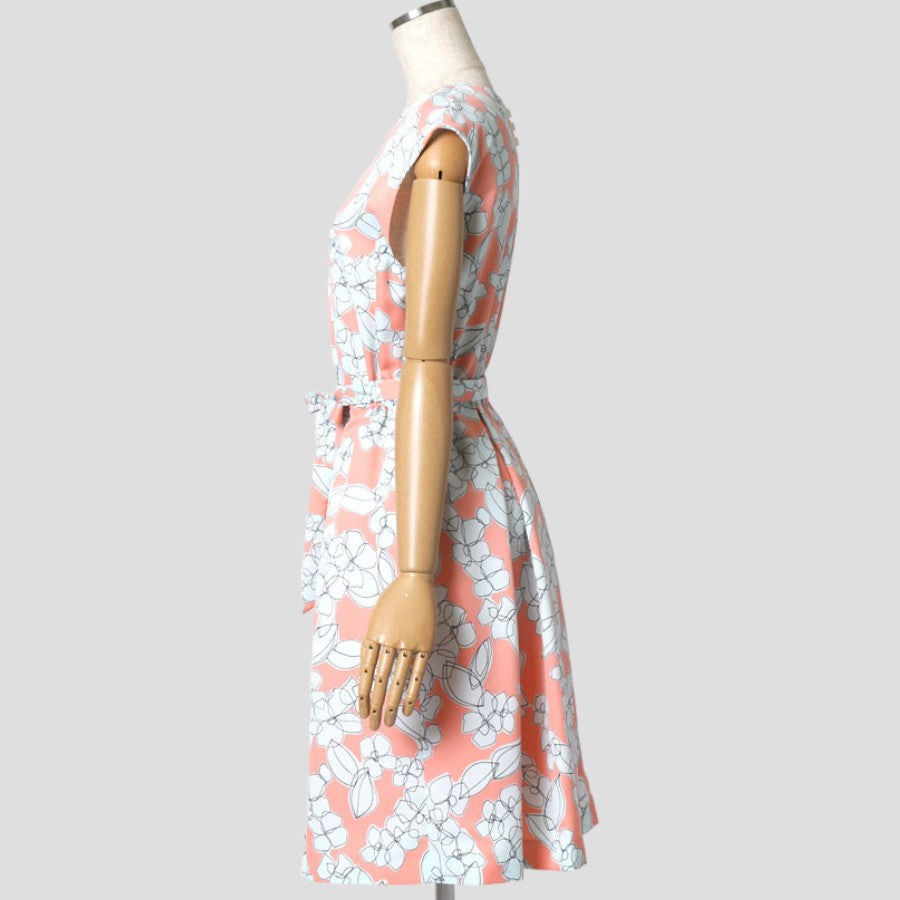オリジナルプリント  キーネック ワンピース(Mサイズ／ピンク／natural stance Libre(ナチュラルスタンス リーブル))USED