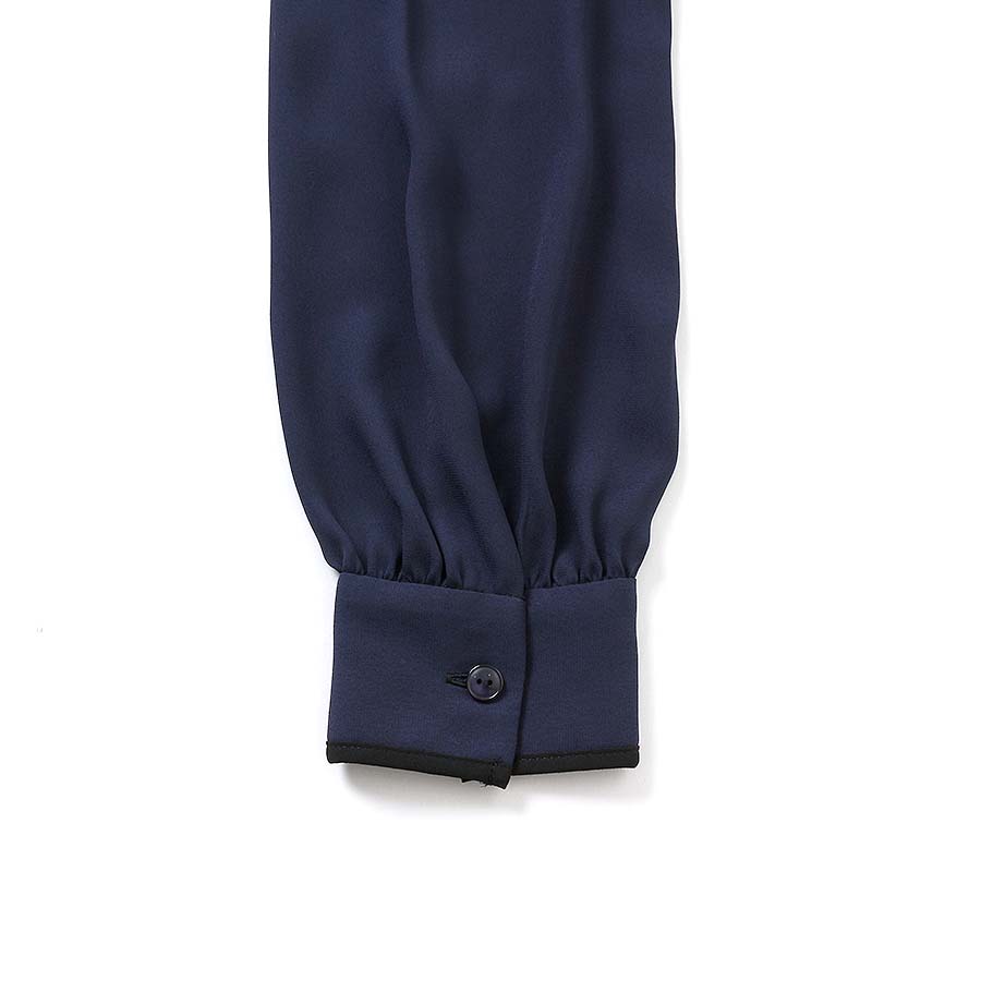 トリミング ボウタイブラウス(Sサイズ／ネイビー／COUP DE CHANCE(クードシャンス))USED