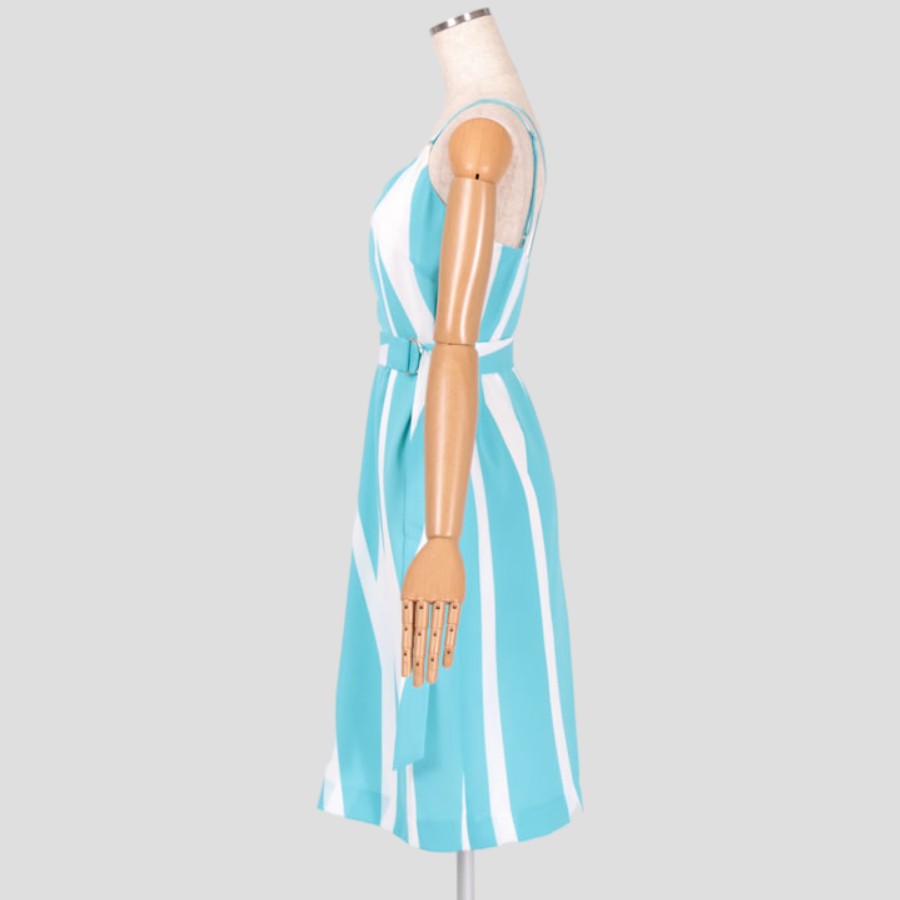 ストライプ?PT?スリップ?ドレス?ワンピース(Mサイズ／ブルー・水色／PINKY＆DIANNE(ピンキーアンドダイアン))USED