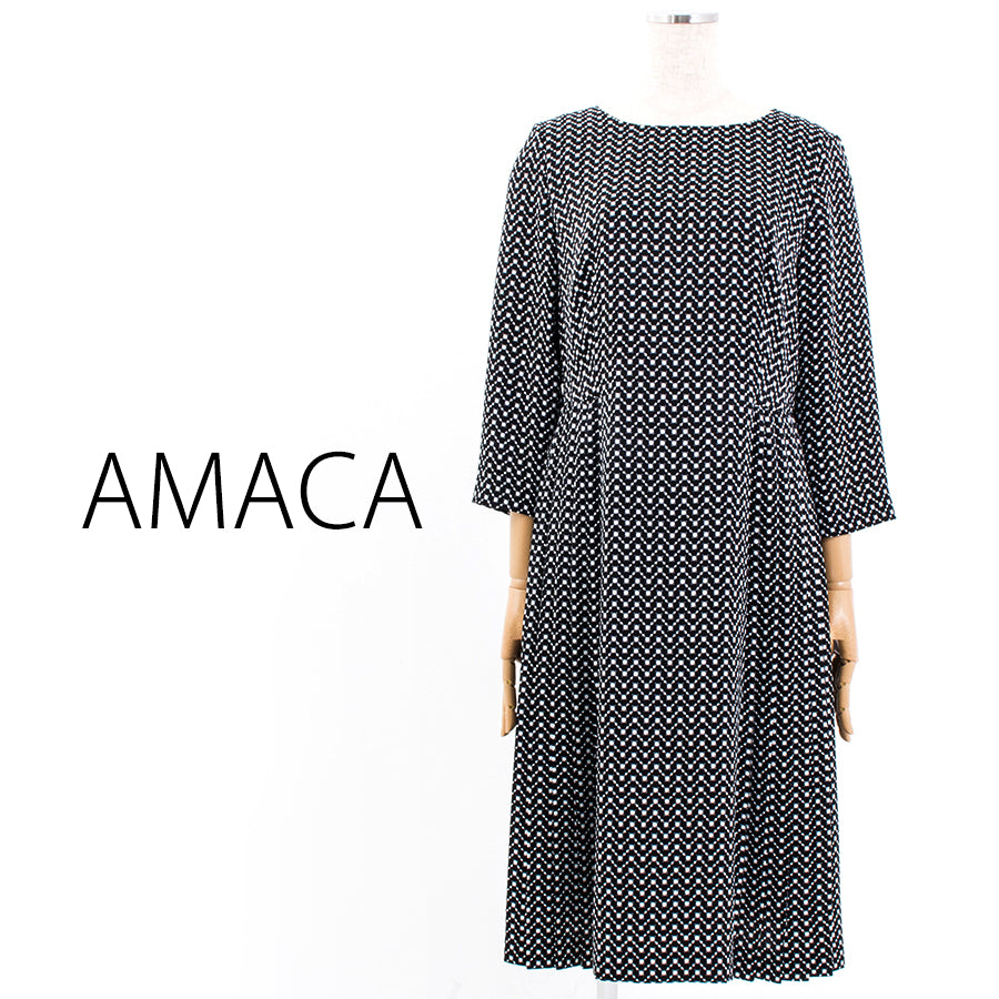 モノトーンドッツドレス(Mサイズ／ブラック／AMACA(アマカ)),春,秋,冬,USED