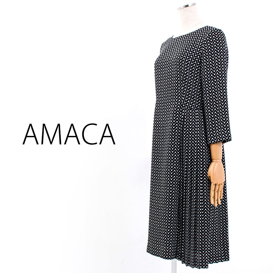 モノトーンドッツドレス(Mサイズ／ブラック／AMACA(アマカ)),春,秋,冬,USED
