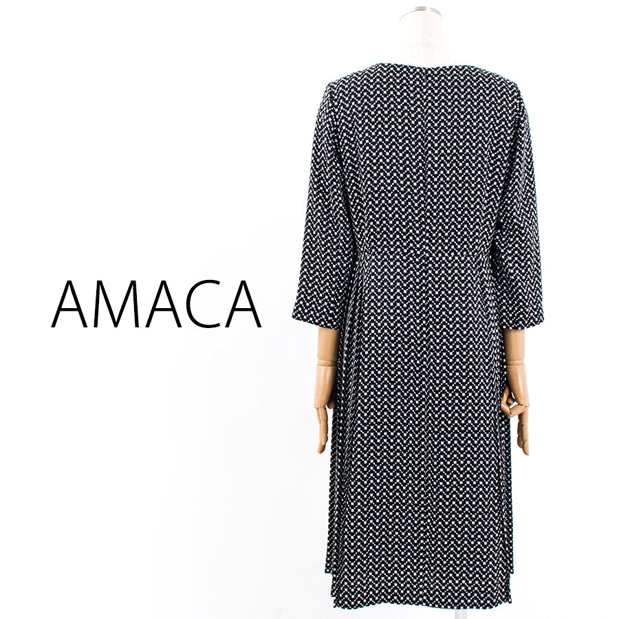 モノトーンドッツドレス(Mサイズ／ブラック／AMACA(アマカ)),春,秋,冬,USED