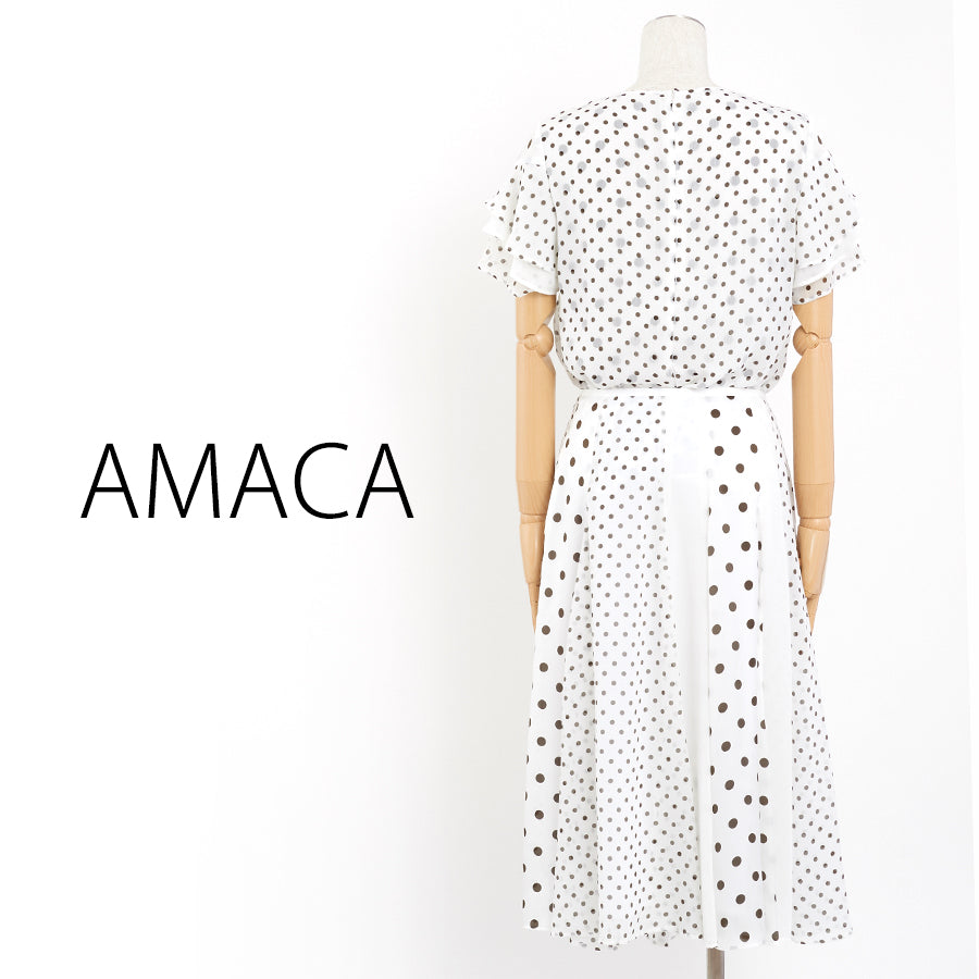ドット柄セットアップ(Lサイズ／ホワイト／AMACA(アマカ))USED