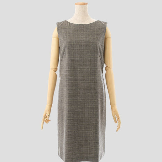 グレンチェック ノースリーブワンピース(Lサイズ／ブラウン／NEWYORKER(ニューヨーカー))USED