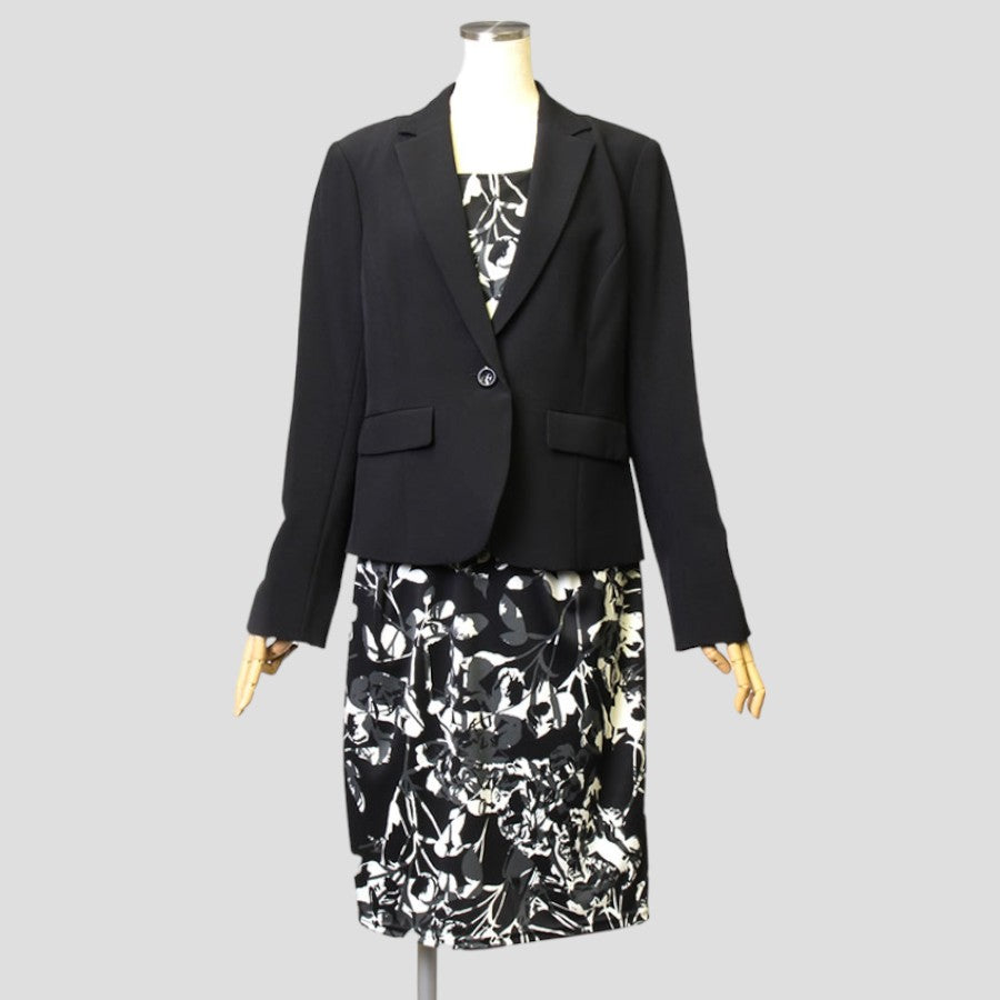 ストレッチ素材ワンピアンサンブル(Lサイズ／ブラック／Ranan(ラナン))USED