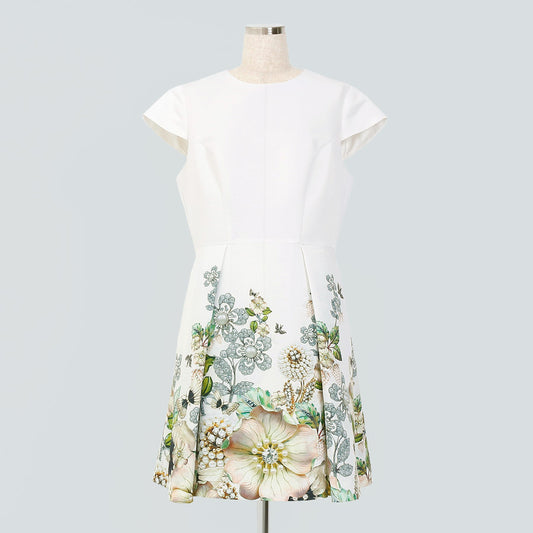 花柄 ジュエリー ワンピース(Lサイズ／ホワイト／Ted Baker(テッドベーカー)),春,夏,秋,USED