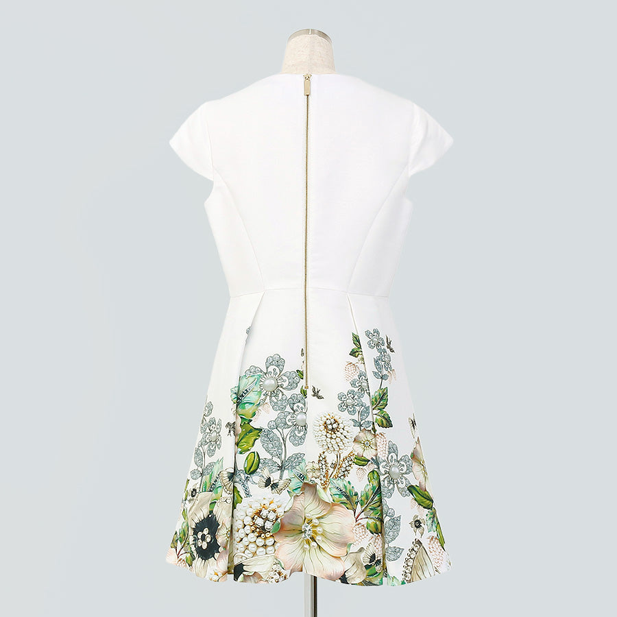 花柄 ジュエリー ワンピース(Lサイズ／ホワイト／Ted Baker(テッドベーカー)),春,夏,秋,USED