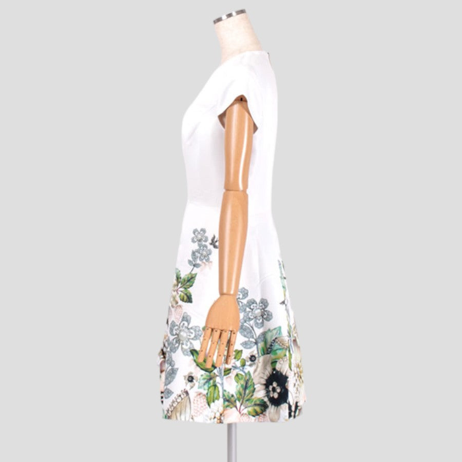 花柄 ジュエリー ワンピース(Lサイズ／ホワイト／Ted Baker(テッドベーカー)),春,夏,秋,USED