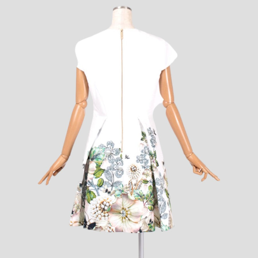 花柄 ジュエリー ワンピース(Lサイズ／ホワイト／Ted Baker(テッドベーカー)),春,夏,秋,USED