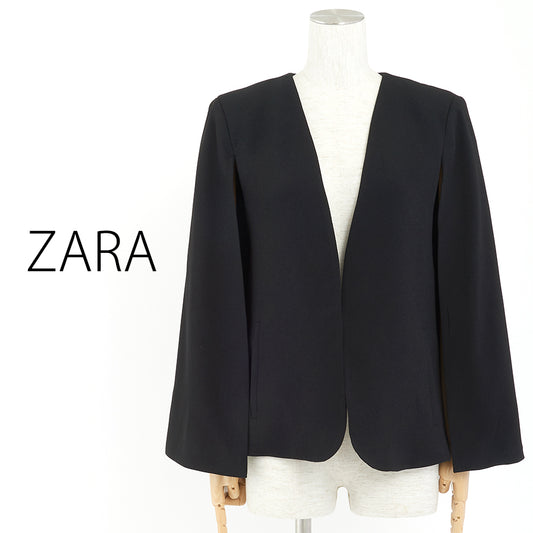 スリット入りケープ(Mサイズ／ブラック／ZARA(ザラ))USED