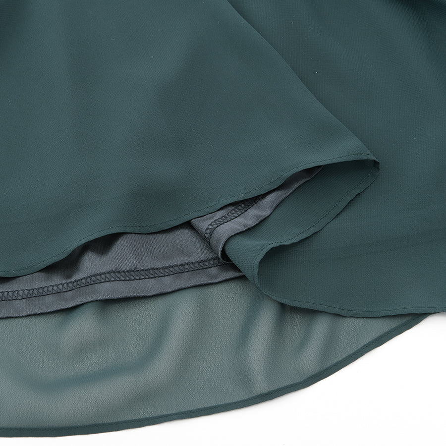 レース使いロングワンピースドレス(Lサイズ／グリーン／trattoria(トラットリア))