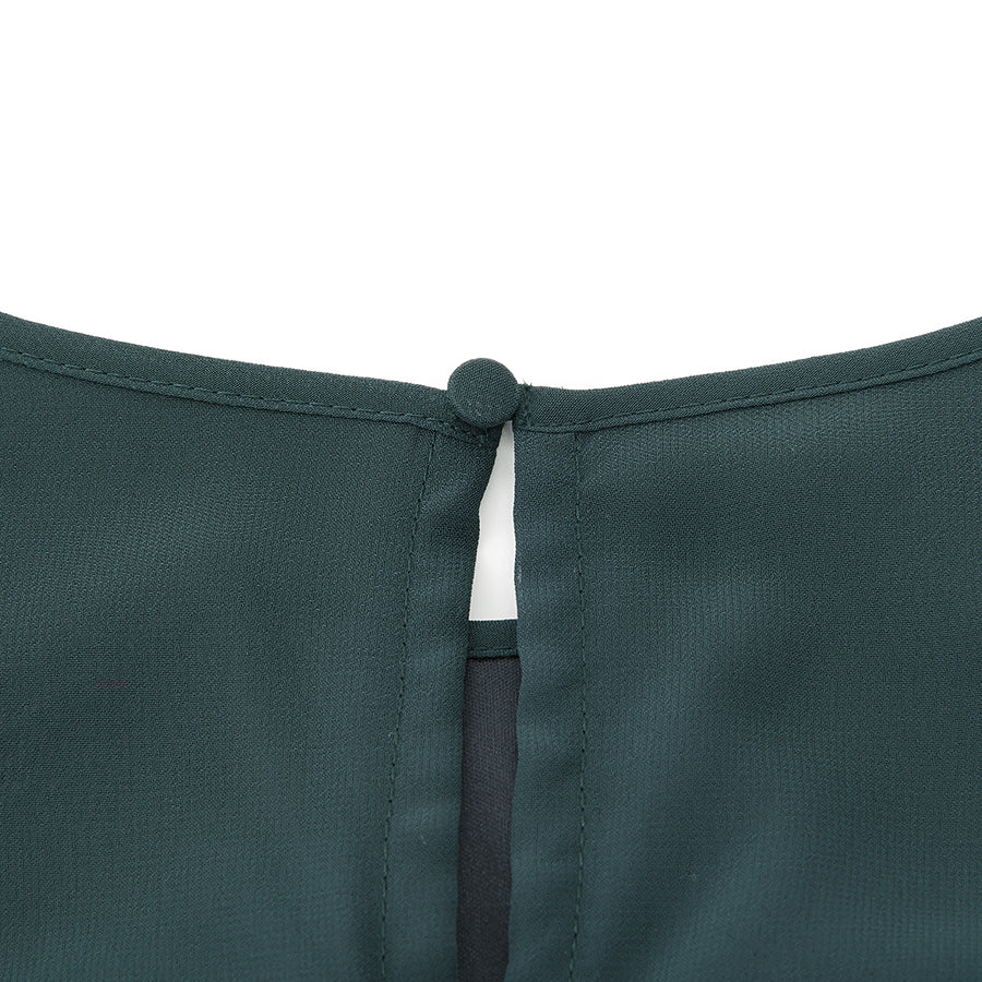 レース使いロングワンピースドレス(Lサイズ／グリーン／trattoria(トラットリア))