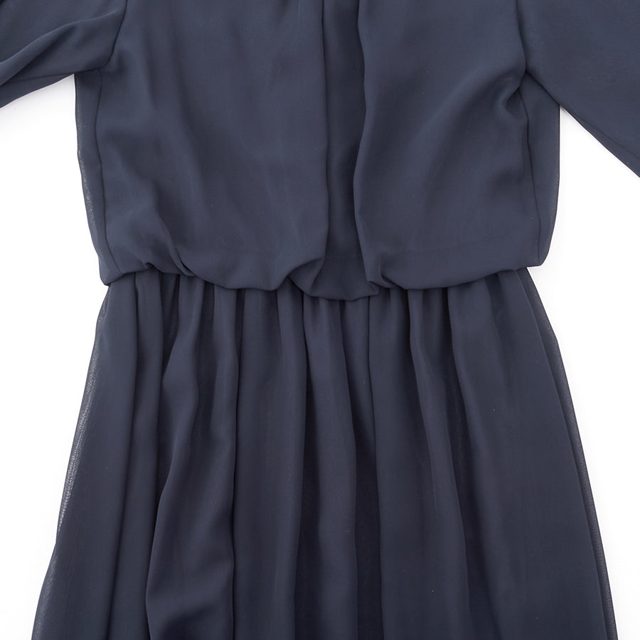 レース使いロングワンピースドレス(Mサイズ／ネイビー／trattoria(トラットリア))USED