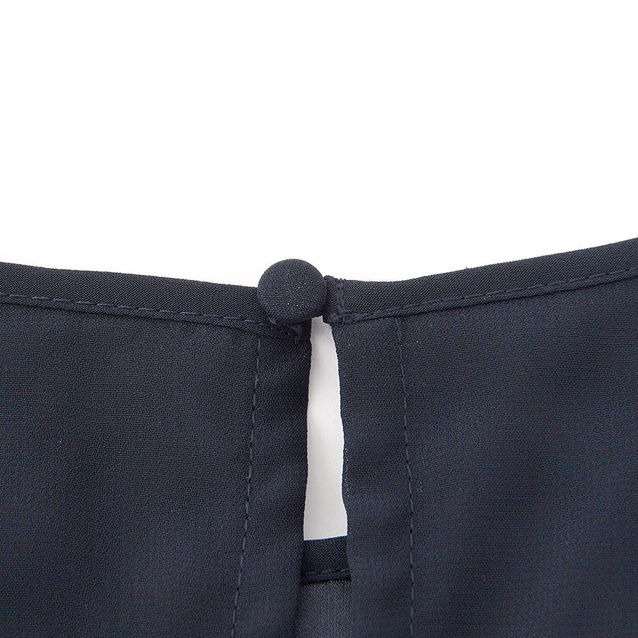 レース使いロングワンピースドレス(Mサイズ／ネイビー／trattoria(トラットリア))USED