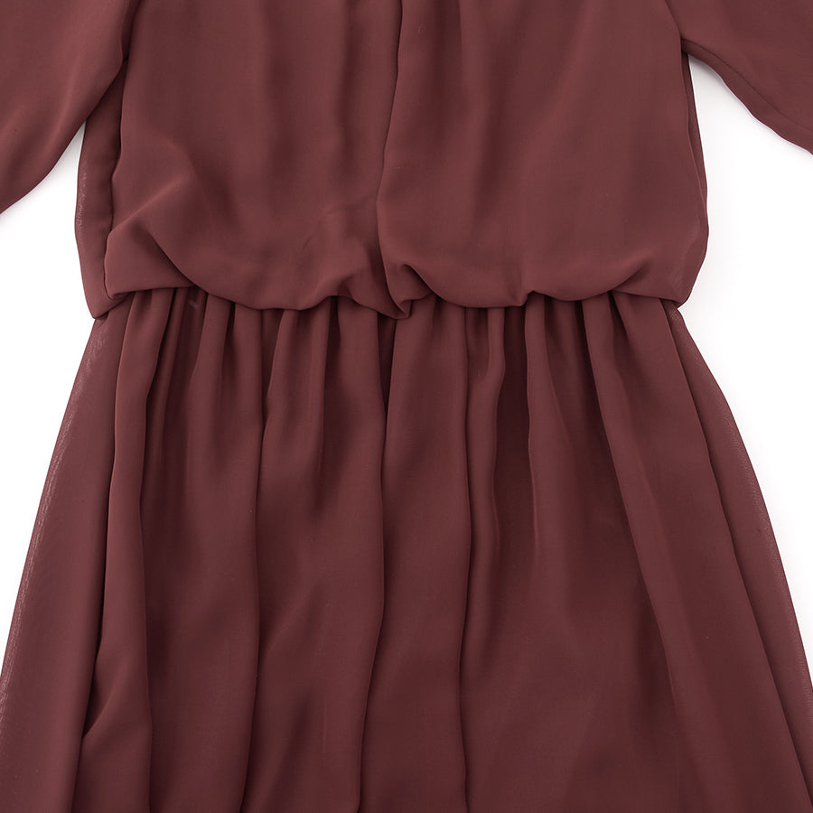 レース使いロングワンピースドレス(Mサイズ／パープル・ワイン・ボルドー／trattoria(トラットリア))USED