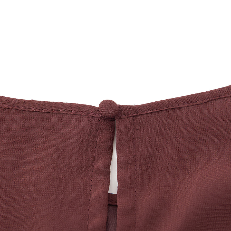 レース使いロングワンピースドレス(Mサイズ／パープル・ワイン・ボルドー／trattoria(トラットリア))USED