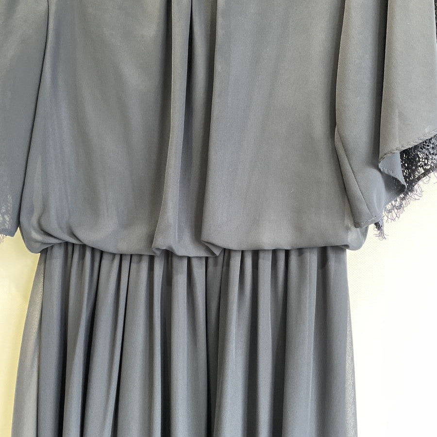 レース使いロングワンピースドレス(Mサイズ／ネイビー／trattoria(トラットリア))USED