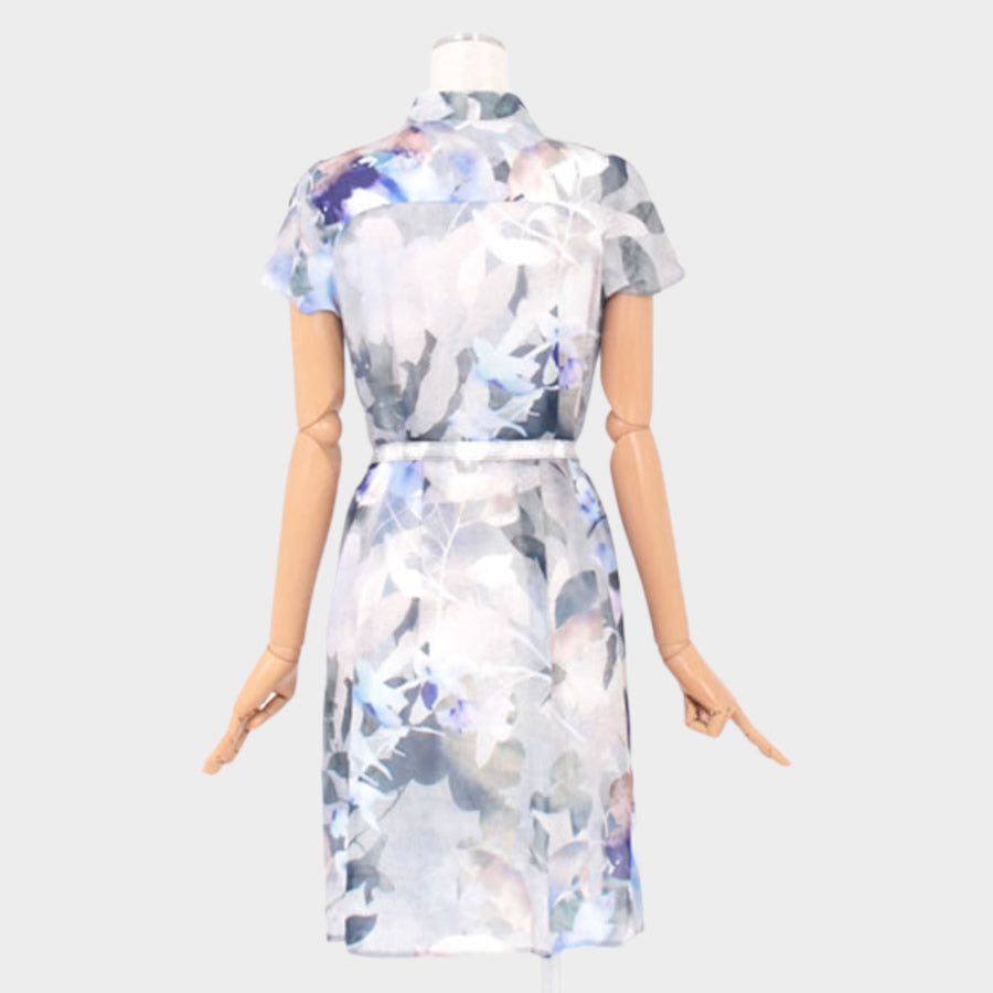 メッシュ フラワープリントワンピース(Mサイズ／ブルー・水色／ELISA(エリザ))USED