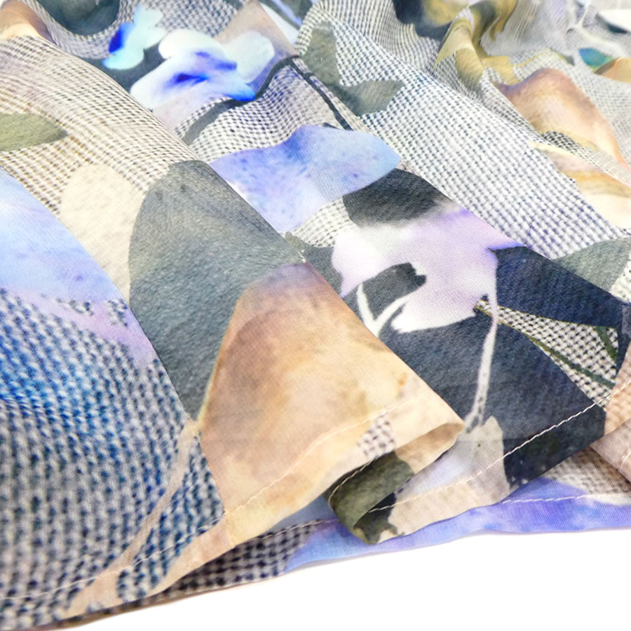 メッシュ フラワープリントワンピース(Mサイズ／ブルー・水色／ELISA(エリザ))USED