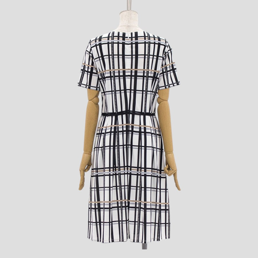 カラーグリットプリントワンピース (Lサイズ／ホワイト／TRANS WORK(トランスワーク))USED