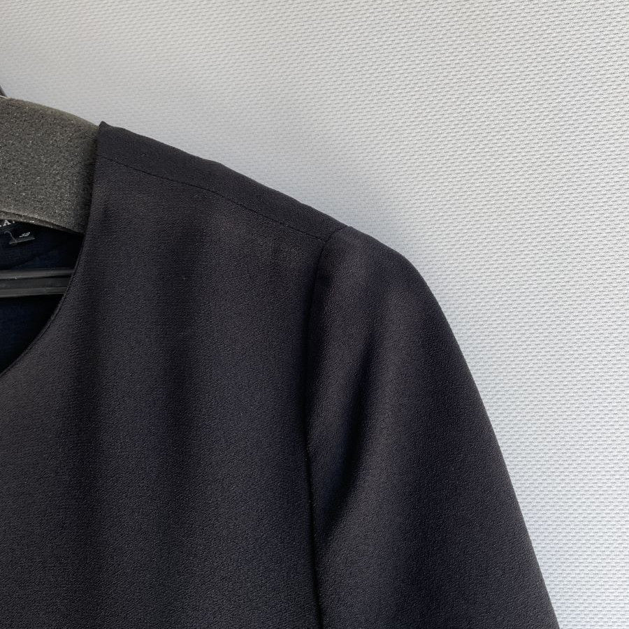 バックサテンジョーゼットワンピース(Mサイズ／ブラック／TRANS WORK(トランスワーク))USED