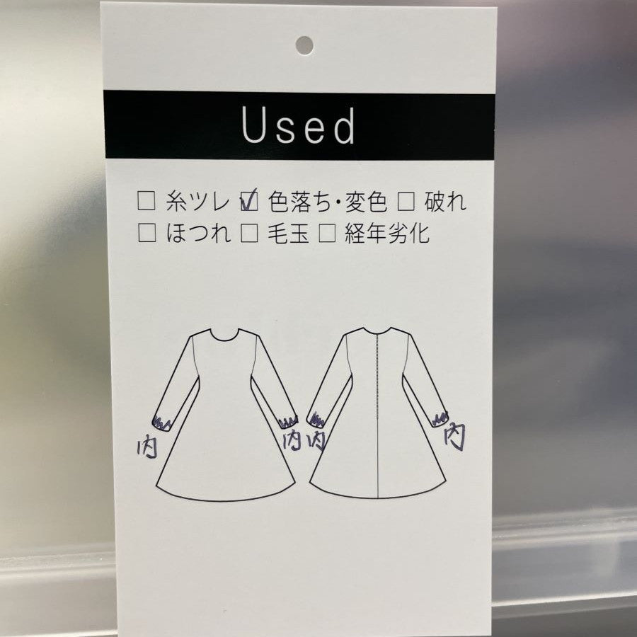 ダブルラインチェックワンピース(Mサイズ／ネイビー／TRANS WORK(トランスワーク)),春,秋,USED