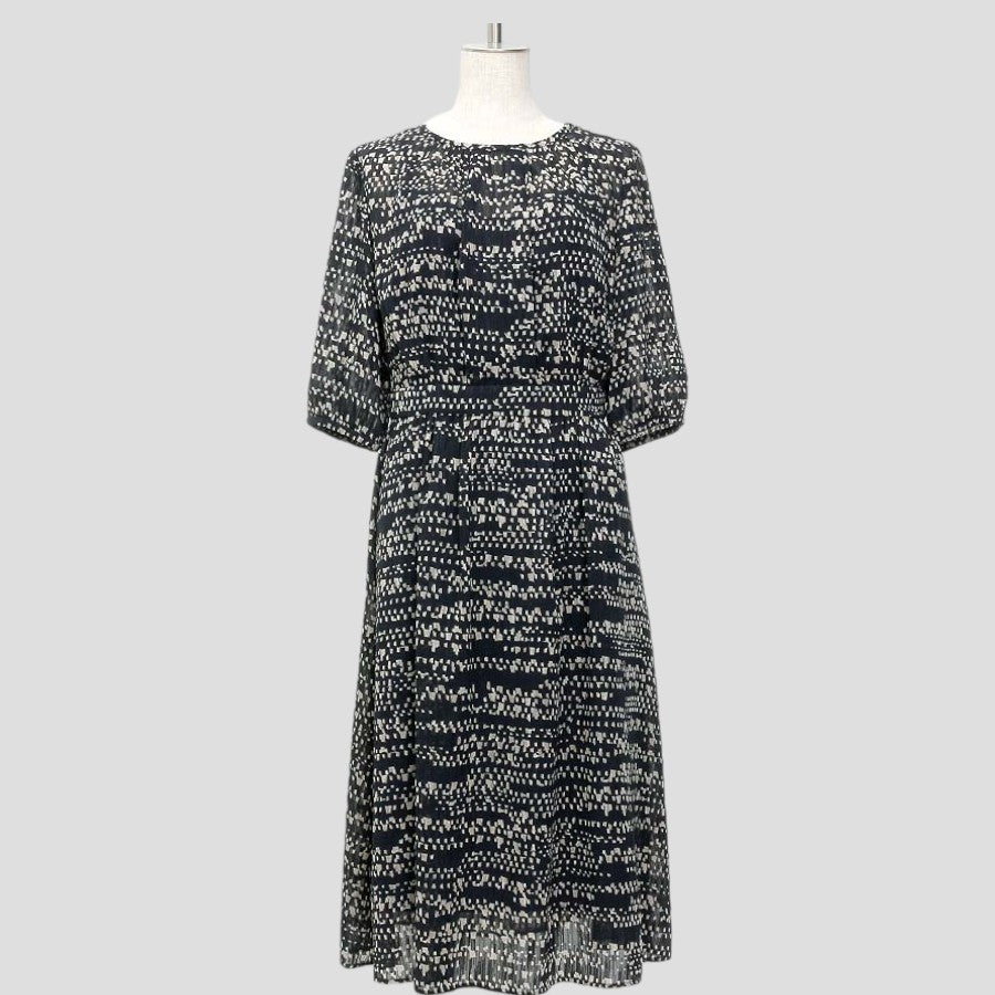 カットジャガードワンピース(Lサイズ／ネイビー／TRANS WORK(トランスワーク)),春,夏,秋,USED