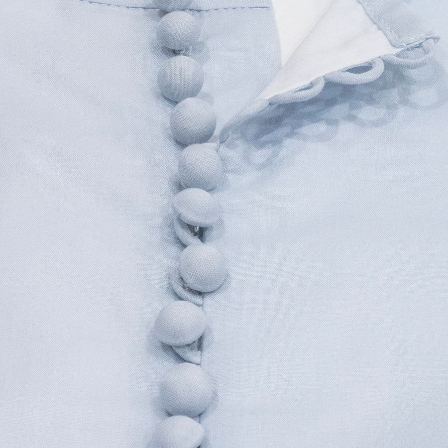 フラワー刺しゅうフレアワンピース(Sサイズ／ブルー・水色／anatelier(アナトリエ))USED