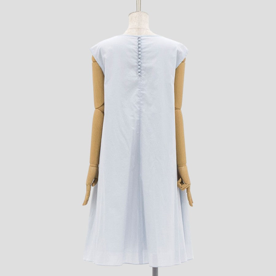 フラワー刺しゅうフレアワンピース(Sサイズ／ブルー・水色／anatelier(アナトリエ))USED